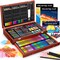 153 Pieces Deluxe Wooden Art Set Crafts Drawing Painting Coloring Supplies Kit with 2 A4 Sketch Pads, Halloween Creative Gift Box for Adults Artist Beginners Kids Girls Boys